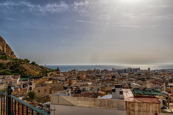 Krásná Krajina Města Alicante Panorama Pohledu Města Přístavu Teplého Slunečného — Stock fotografie