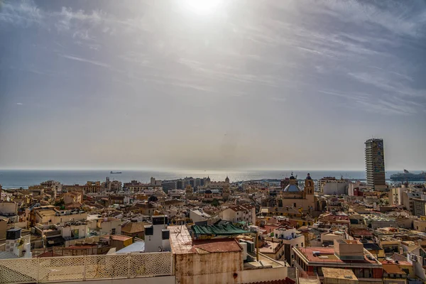 Vackert Landskap Staden Alicante Panorama Från Utsikten Över Staden Och — Stockfoto