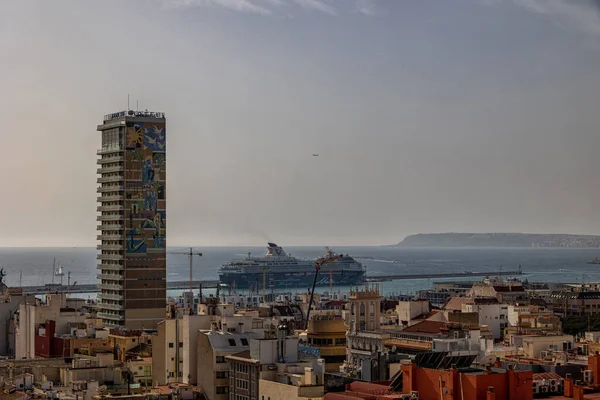 Piękny Krajobraz Miasta Alicante Panorama Punktu Widzenia Miasta Portu Ciepły — Zdjęcie stockowe