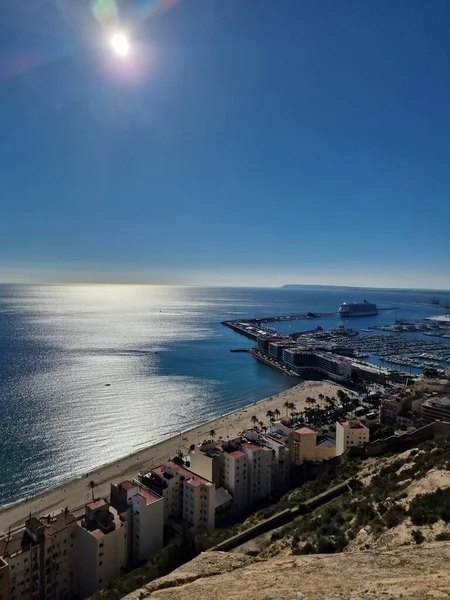 Beau Paysage Ville Alicante Panorama Point Vue Ville Port Par — Photo