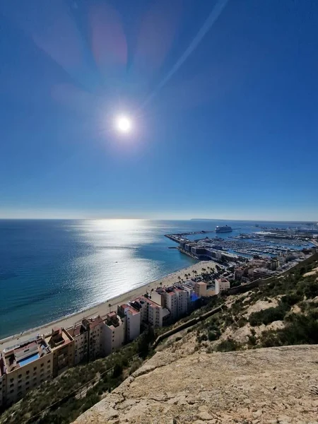beautiful landscape of the city of Alicante panorama from the viewpoint of the city and the port on a warm sunny day