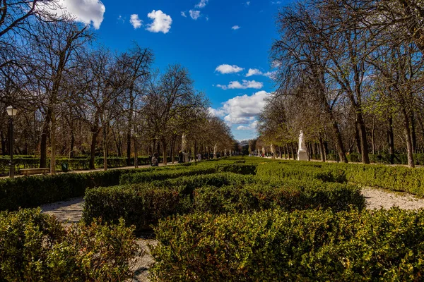 Retiro Park Madrid Spanien Frühlingstag Städtische Landschaft — Stockfoto