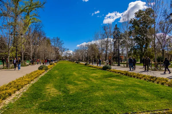 Retiro Park Madryckiej Hiszpanii Wiosennym Miejskim Krajobrazie — Zdjęcie stockowe