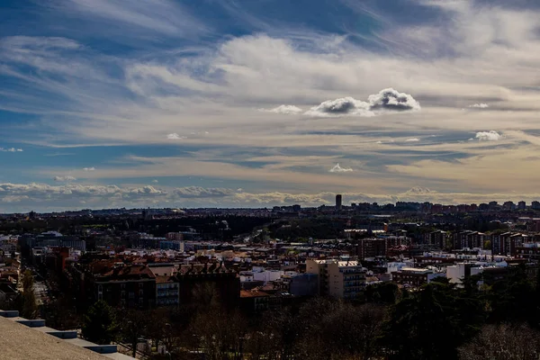 Stort Panorama Över Staden Madrid Vår Solig Dag — Stockfoto