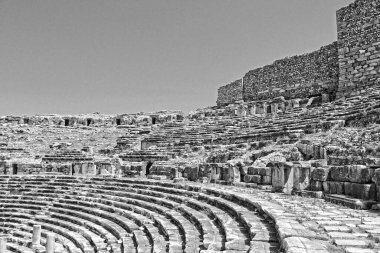 Türkiye 'nin Miletus kentindeki antik Roma tiyatrosunun güzel kalıntıları