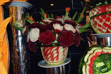 beautiful fruit carving on the table clipart