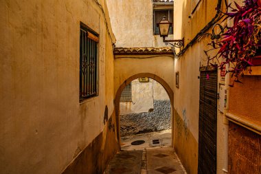 beautiful streets in the spanish town of Petrer in spain clipart