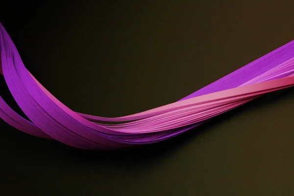 Violette Neonfarbene Streifen Wellenpapier Auf Schwarz Hintergrund Der Abstrakten Textur — Stockfoto