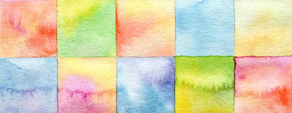 Abstract Square Wet Watercolor Painting Horizontal Long Background — Stock Photo, Image