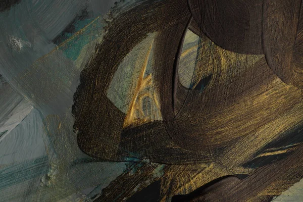 Грейн Чёрный Бежевый Коричневый Золотистый Фактурный Маслом Абрикосовым Пятном Росписи — стоковое фото