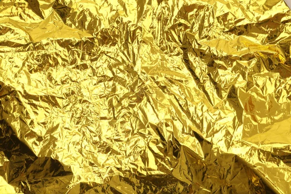 Gold Bronze Glitter Foil Crumpled Paper Abstract Glow Shine Texture — Stock Photo, Image