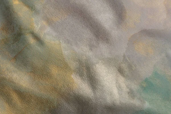 Puha Nedves Akvarell Papír Textúra Festmény Fal Absztrakt Arany Nacre — Stock Fotó