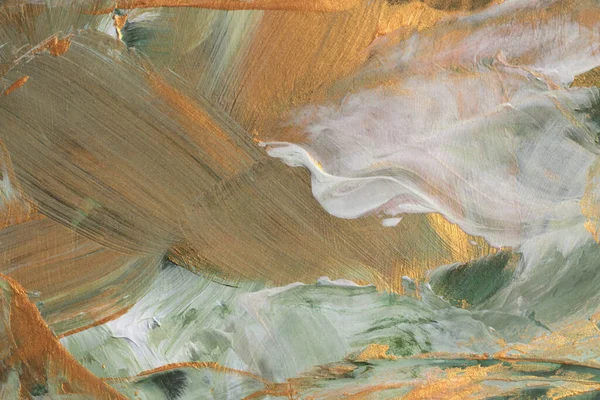 Nowoczesny Olej Ściana Malarska Plamą Akrylową Streszczenie Tekstury Zielony Złoty — Zdjęcie stockowe