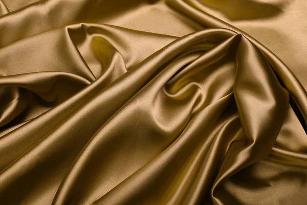 Bronze Braun Perlmutt Wellenstoff Seide Abstrakte Textur Horizontaler Kopierraum Hintergrund — Stockfoto