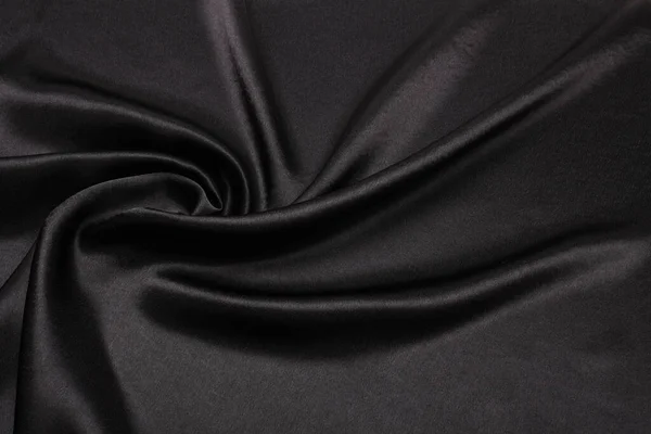 Black Nacre Wave Fabric Silk Abstract Texture Horizontal Copy Space — Stock Photo, Image
