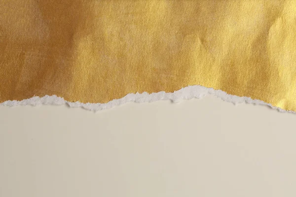 Pezzi Strappati Carta Texture Copia Spazio Sfondo Colore Beige Oro — Foto Stock