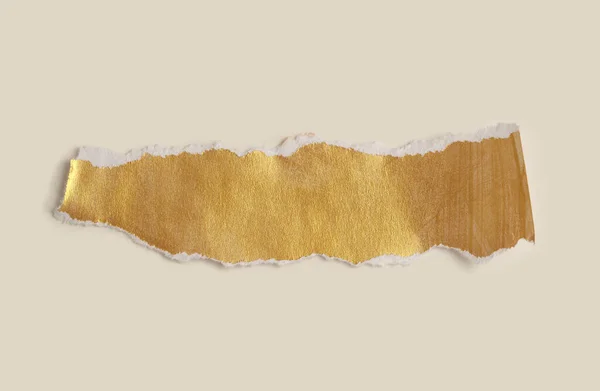 Gold Torn Empty Pieces Texture Paper Light Beige Copy Space — Stock Photo, Image