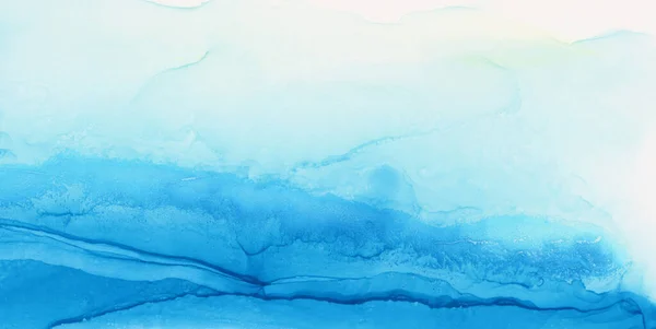 Art Abstract Graan Beige Blauwe Aquarel Alcohol Inkt Stroom Vlekken — Stockfoto