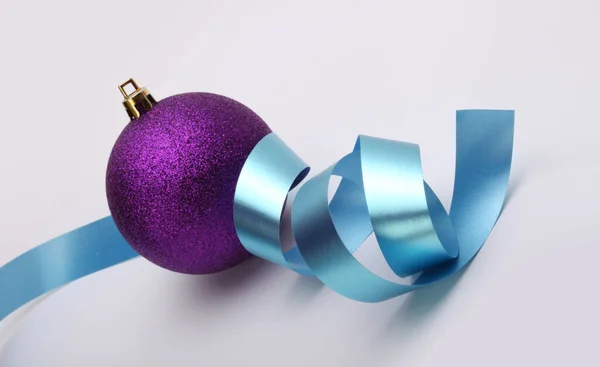 Close Violet Csillogás Textúra Nacre Ragyogás Boldog Karácsonyi Labdát Kék — Stock Fotó