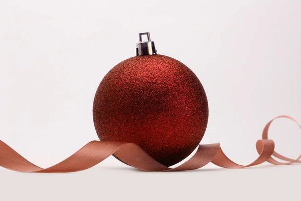 Nahaufnahme Rotbraun Glitzernde Textur Perlmutt Und Glühen Frohe Weihnachten Kugel — Stockfoto