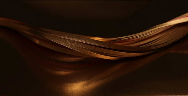 Абстрактный Блеск Задней Линии Золотая Бронзовая Блестящая Волна Коричневом — стоковое фото