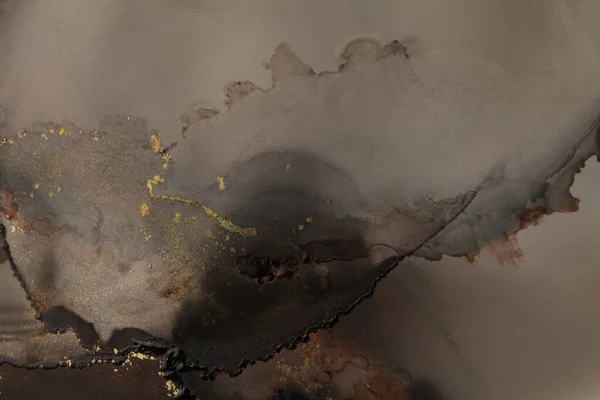 Kunst Abstraktes Aquarell Marmor Smoke Blot Malerei Braune Und Goldene — Stockfoto
