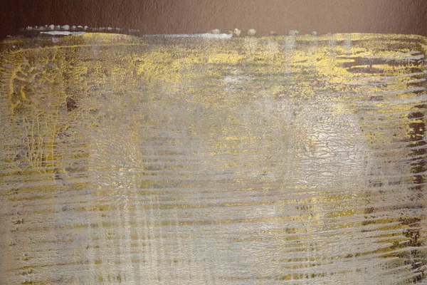 Мистецтво Абстрактний Колір Акрилу Олійного Монотипу Мазка Коричневий Золотий Живопис — стокове фото