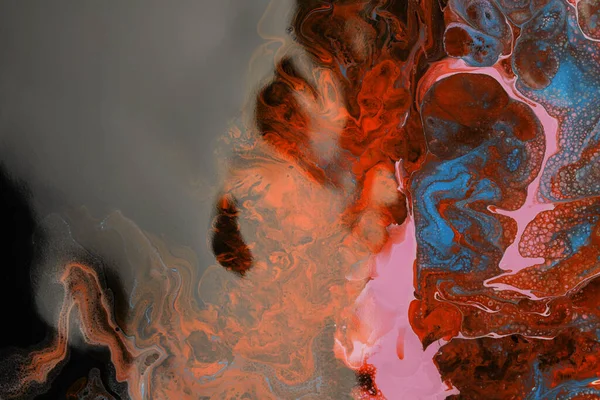 Art Abstract flow pour acrylic, ink and watercolor marble painting. Color wave texture blots background. Fluid Art.