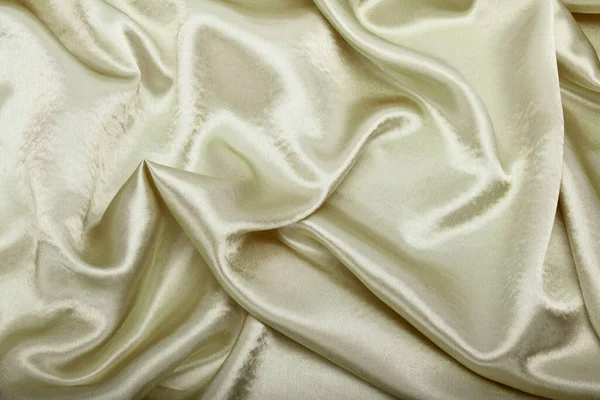 Beige Pearl Wave Fabric Silk Abstract Texture Horizontal Copy Space — Stock Photo, Image