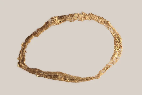 Goud Brons Glitter Ovale Lege Ring Frame Beige Grijze Papieren — Stockfoto