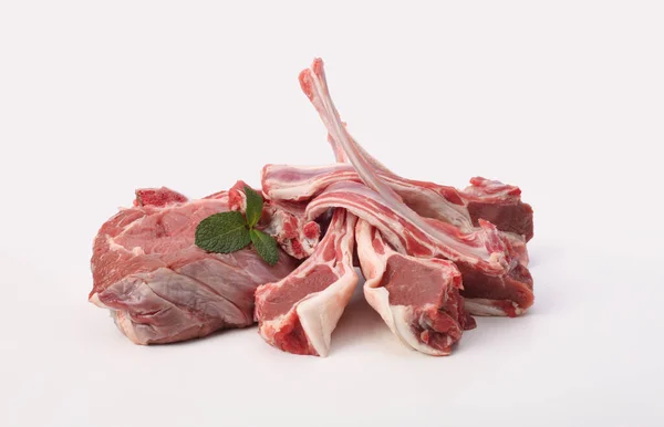 Raw Lamb Pork Meat Light Background — Foto Stock