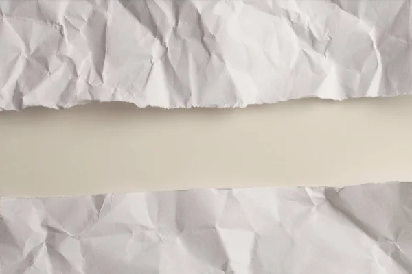 Crumpled Torn Craft Paper Blank Texture Copy Space Beige Background — Stok fotoğraf