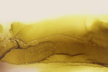 Art flow Abstract watercolor and Alcohol ink marble smoke blot painting. Yellow and beige color canvas texture horizontal background.