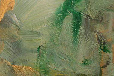 Oil and Acrylic smear blot painting wall. Abstract texture beige, gold, green color stain brushstroke background. 