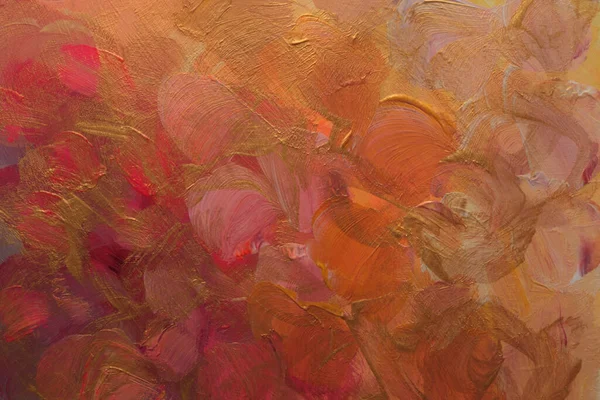 Olieverf Acryl Vlek Schilderen Muur Abstract Textuur Rood Goud Kleur — Stockfoto