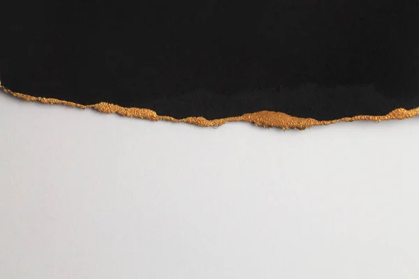 Czarno Złoty Brokat Pusty Kawałek Papierowej Ramki Białym Tle Streszczenie — Zdjęcie stockowe