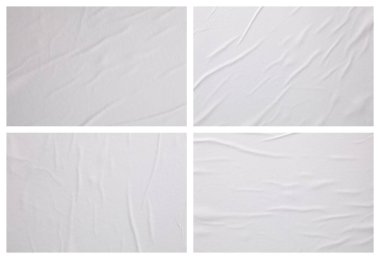 Crumpled wet craft paper blank texture copy space background.Set. Collection.