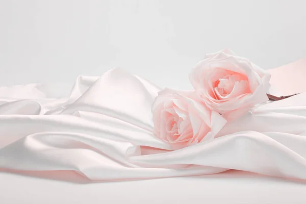 Wave Fabric Silk Beige Pink Rose Flower Bouquet Abstract Texture — Foto de Stock