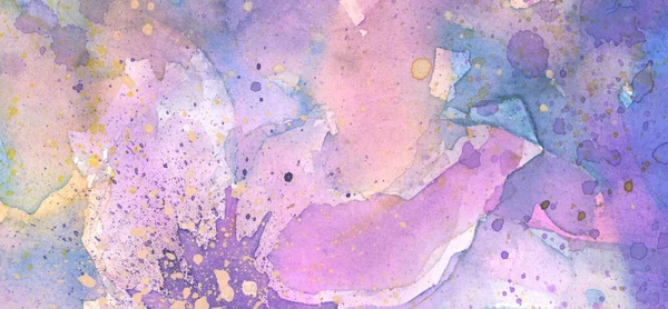 Art Abstraktní Akvarel Inkoust Tekoucí Skvrna Stěr Štětec Malba Lilac — Stock fotografie