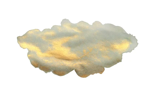 Watercolor Paper Texture Cloud Blot Painting Abstract Nacre Silver Gold — стоковое фото