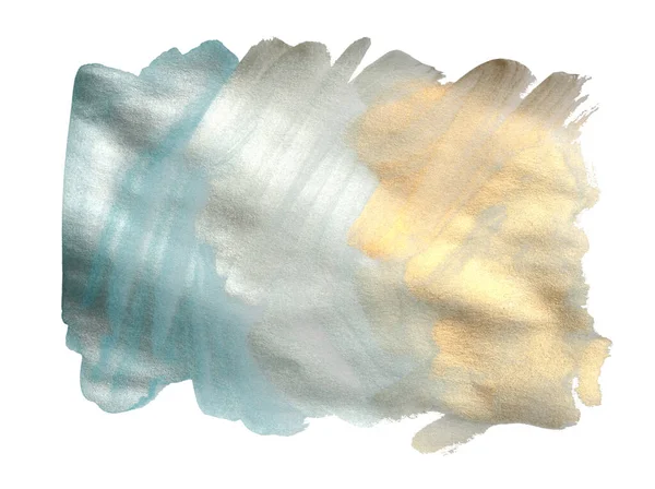 Aquarela Textura Papel Nuvem Mancha Pintura Abstrato Nacre Prata Ouro — Fotografia de Stock