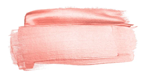 Pink Gold Glittering Color Smear Brushstroke Stain Blot White Background — 图库照片