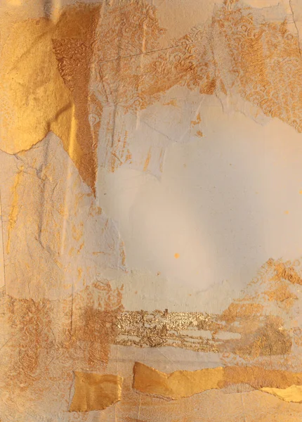 Altın Bronz Parıltılı Kağıt Kolaj Çerçevesi Soyut Parlaklık Dokusu Kopyalama — Stok fotoğraf