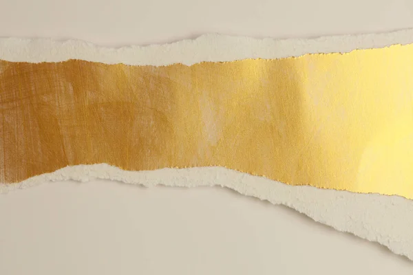 Oro Bronce Desgarrado Pedazos Vacíos Papel Textura Beige Claro Textura —  Fotos de Stock