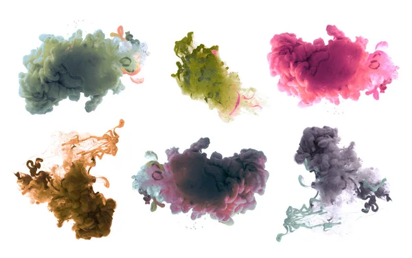 Abstract Ink Color Smoke Blot White Background — Stockfoto