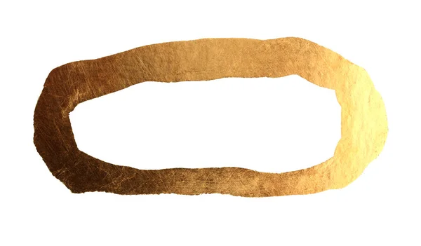 Altın Bronz Parıltılı Fırça Darbesi Oval Lekeyi Boyuyor Beyaz Arkaplanda — Stok fotoğraf