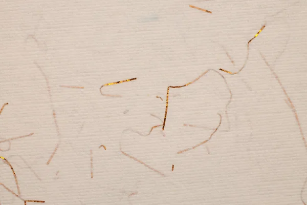 Scrapbook Beżowy Zgnieciony Stary Papier Rzemieślniczy Puste Złotym Wątku Tekstury — Zdjęcie stockowe