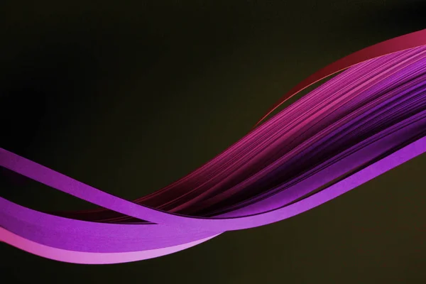 Neon Pink Violet Color Strip Wave Curve Paper Line Black — Stock fotografie