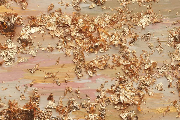 Olej Artystyczny Rozmaz Akrylowy Plama Obraz Płótna Złotymi Elementami Streszczenie — Zdjęcie stockowe