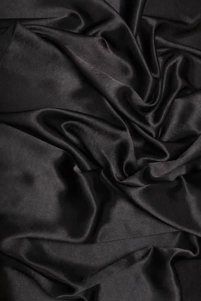 Black Nacre Wave Fabric Silk Abstract Texture Horizontal Copy Space — Stock Photo, Image